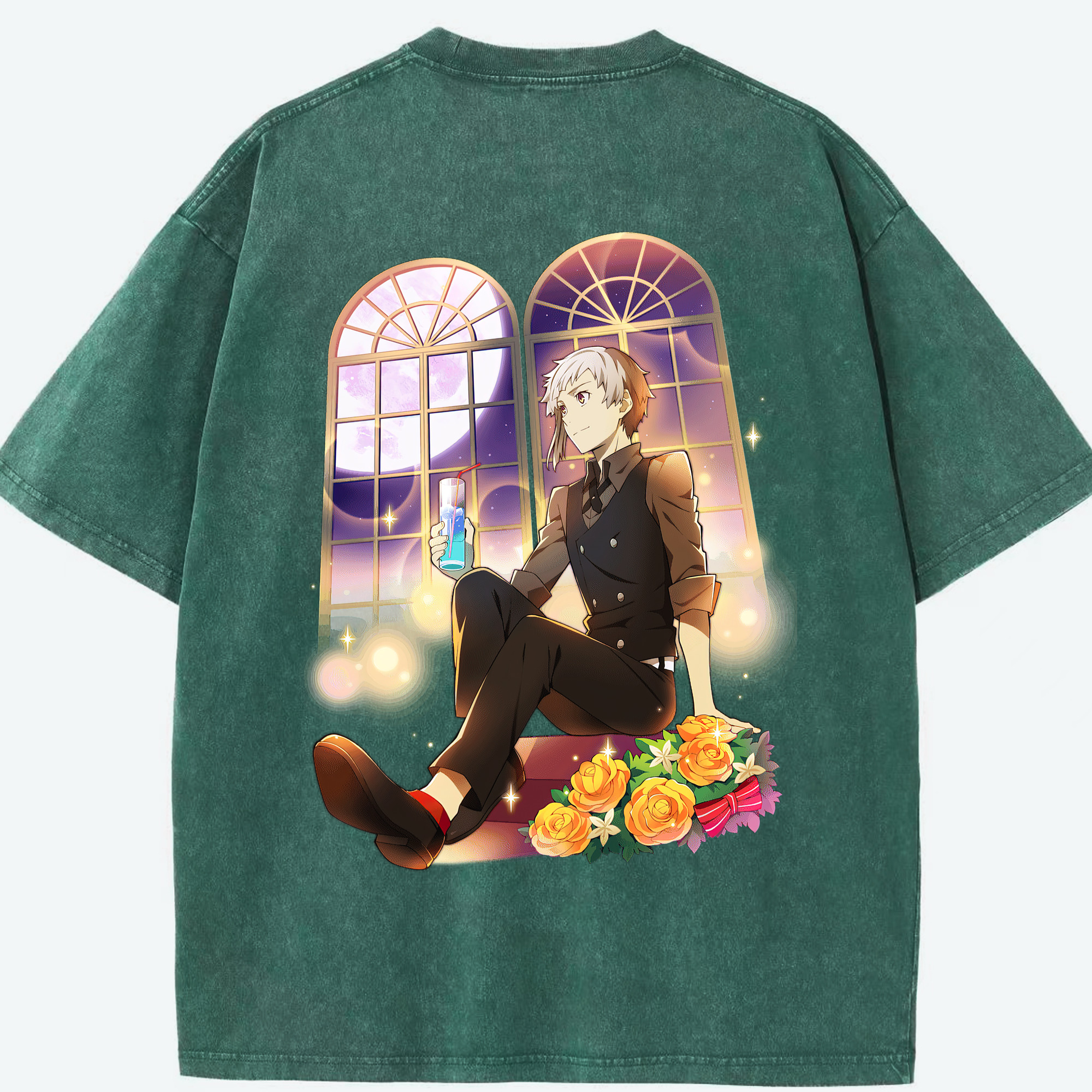 （画像用） 文豪ストレイドッグス Bungo Stray Dogs 綿100% ヴィンテージ風 半袖Tシャツ（背面プリント）